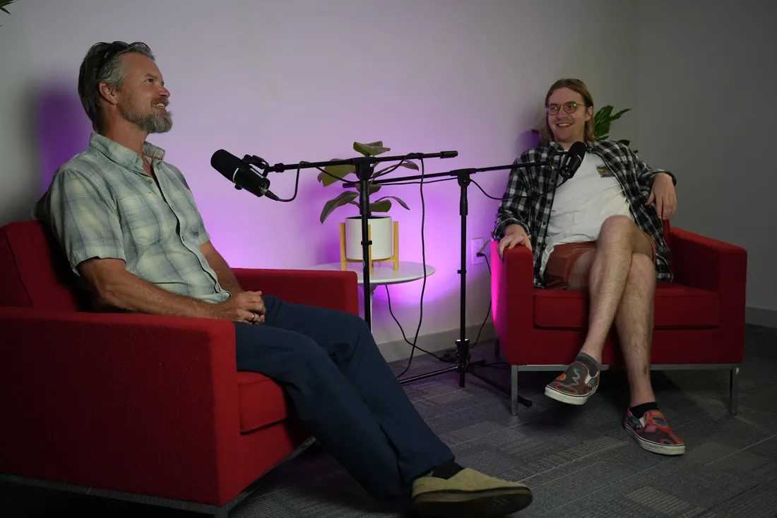 Recording a podcast in the Creator Hub studio