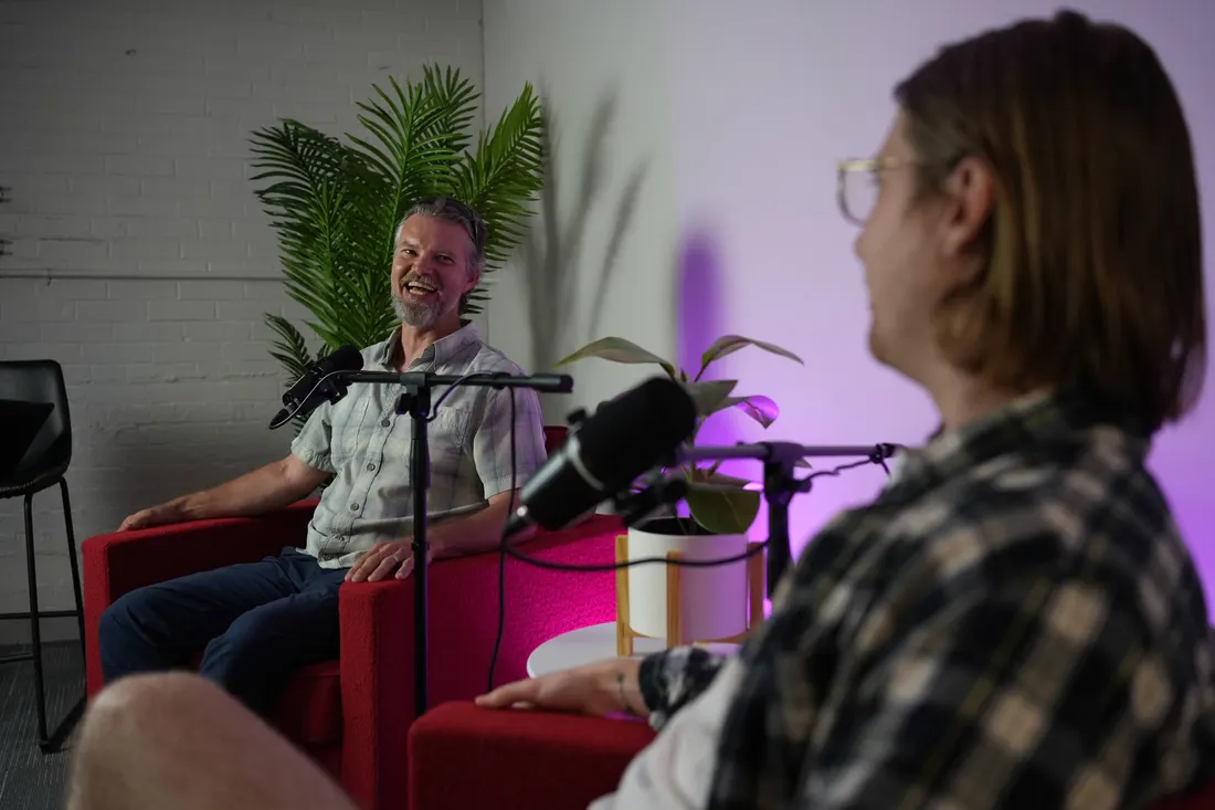 Inside the podcast studio