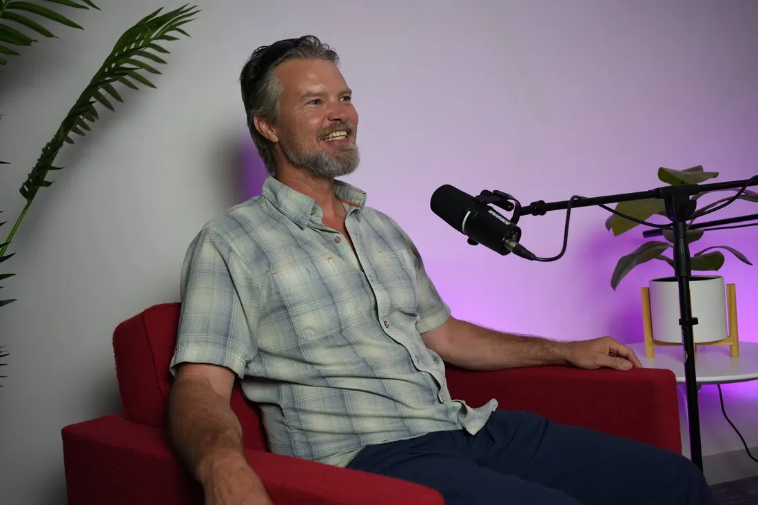 A podcast studio session
